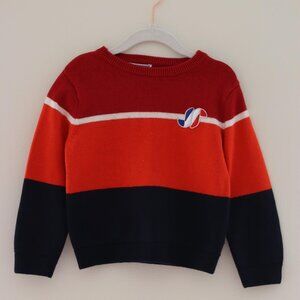 Jacadi Stripe Red & Navy Knit Sweater Boys Size 4